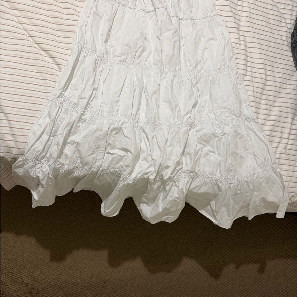 Ecote White Tiered Flare Maxi Skirt size M Women